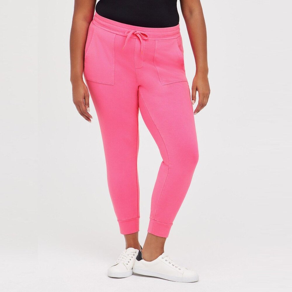 Torrid Classic Fit Jogger Super Soft Fleece Mid-Rise Pant in Bright Neon Pink
